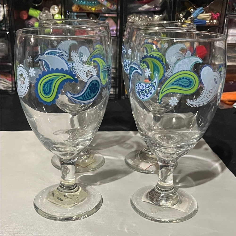 Paisley Patterned Glass Goblets